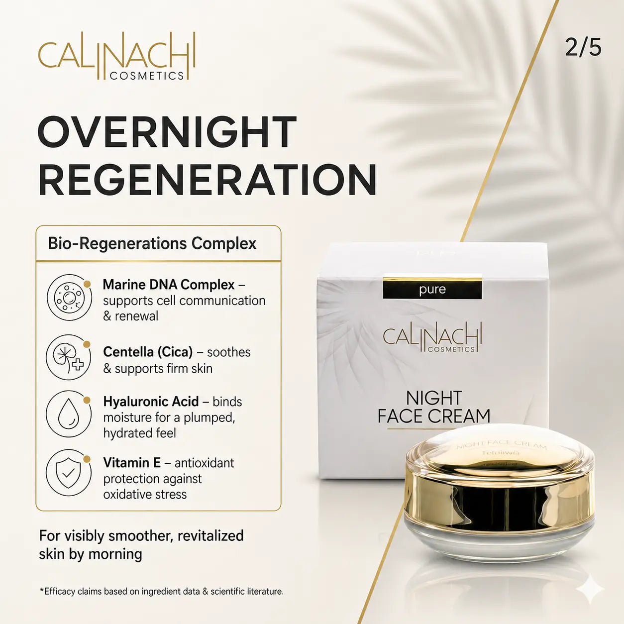 Regenerating Night Cream for Face, Neck, and Décolletage, 50ml skincare CALINACHI Cosmetics